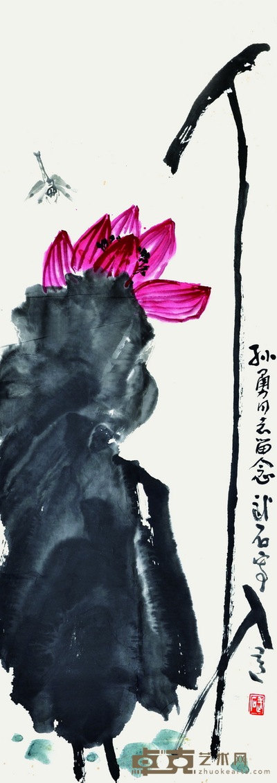 武石  荷花图 93×35cm     约：2.93平尺
