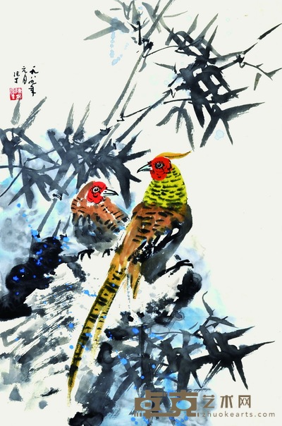 陈作丁  锦竹图 68×45cm     约：2.75平尺