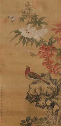 郎世宁 花鸟 镜片