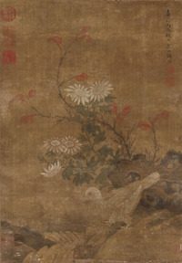 陆治 菊花锦羽 立轴