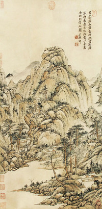 王原祁 山水 镜片