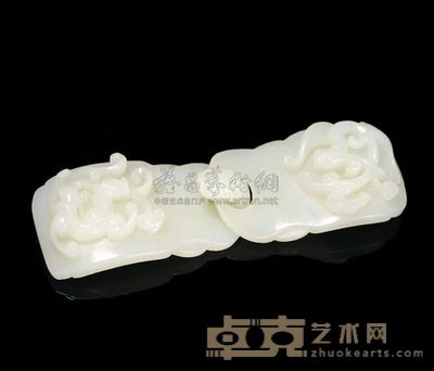 白玉螭龙带扣 (一对) 长6.5×2cm