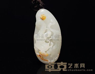 和田玉籽料镂雕龙虎斗挂件 6.3×3.2×2.2cm