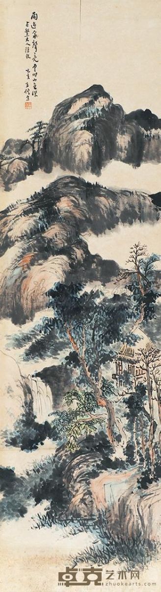 王修 深山听泉 镜片 121×33cm