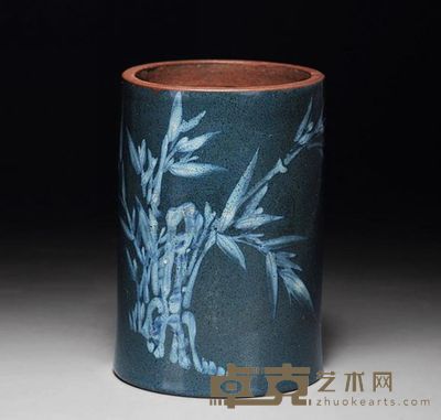 花卉纹宜均笔筒 高10.7cm；直径7.2cm