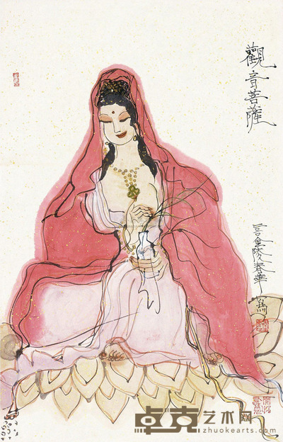 杨春华 观音菩萨 镜片 69×45.5cm