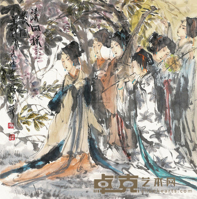 崔进 清风摇影图 镜心 68×68cm