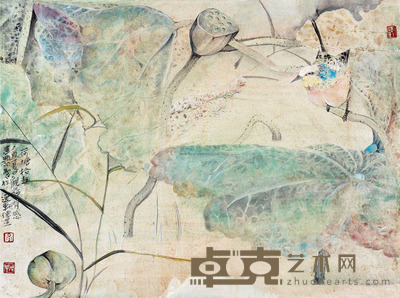 高德星 荷塘拾趣 镜片 34×46cm