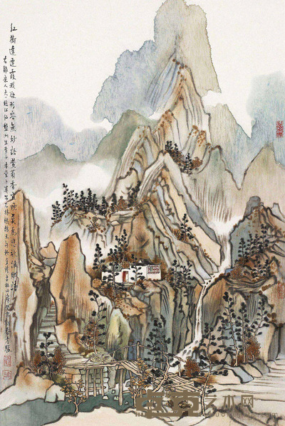 方骏 红树远连霞 镜片 83×55.5cm