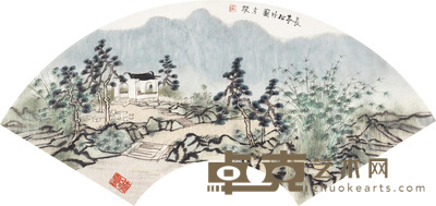 方骏 长亭松竹图 镜心 60×23cm