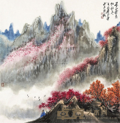 萧平 万山霜叶红似花 镜心 68×69.5cm