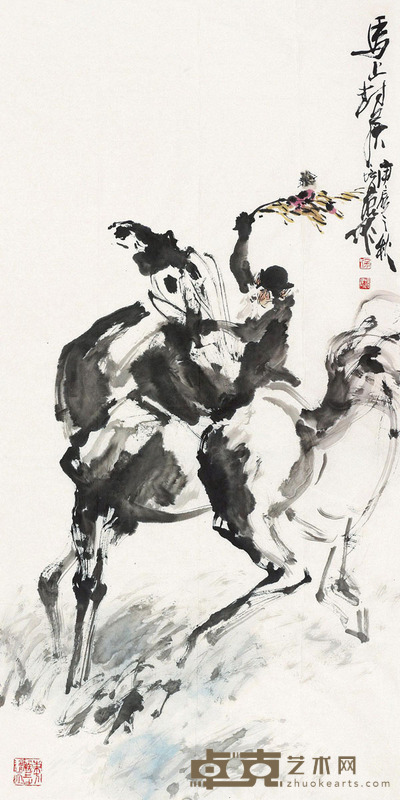 徐培晨 马上封侯 镜心 68×138cm