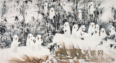 徐培晨 寒筱飞雪 镜心 179×97cm