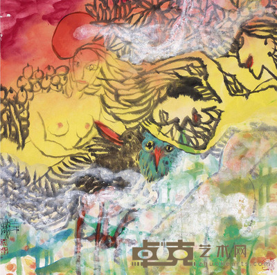 叶烂 人物 镜片 69×69cm
