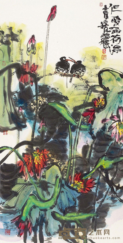 叶烂 但爱绿荷深 镜片 138×70cm