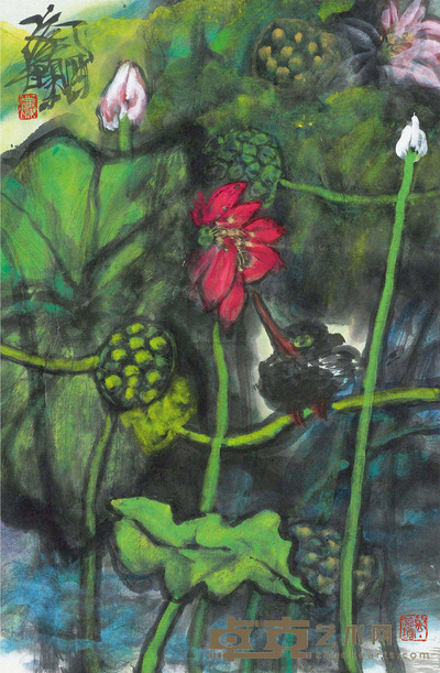 叶烂 荷花 镜片 70.5×45.5cm