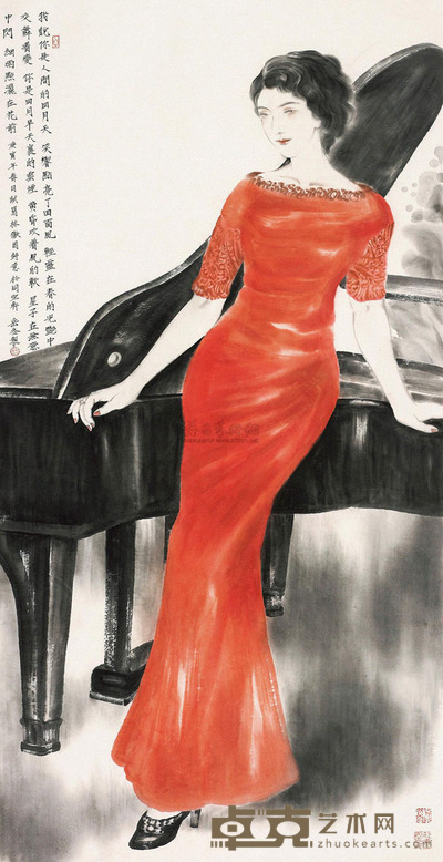 岳冬 人间四月天 镜片 138×70cm