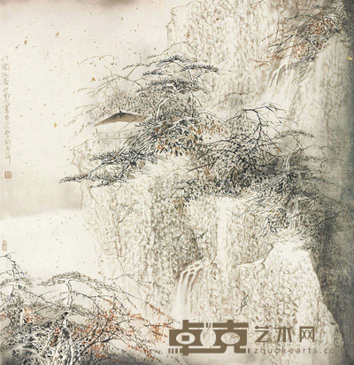 曹钧 山涧幽居 镜片 65×65.5cm