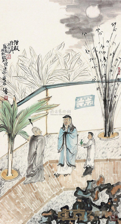 秦修平 僧敲月下门 镜片 48.5×90cm
