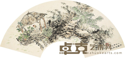 王明明 秋塘闲逸图 日本镜片 21×60.5cm