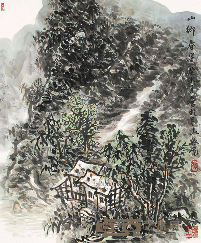 崔振宽 2003年作 山乡春早 镜片 59×48cm