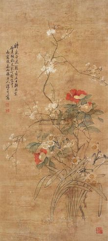 汤世澍 花卉 立轴