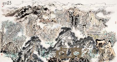 孙海青 夏山烟晓 镜心 96×179cm