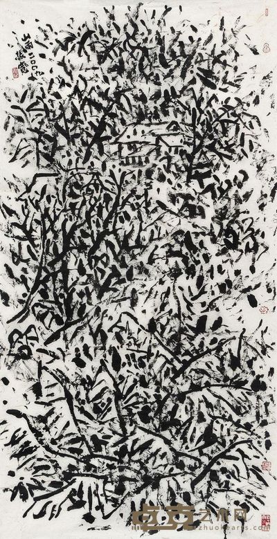 崔振宽 山雨 镜心 142×73.5cm
