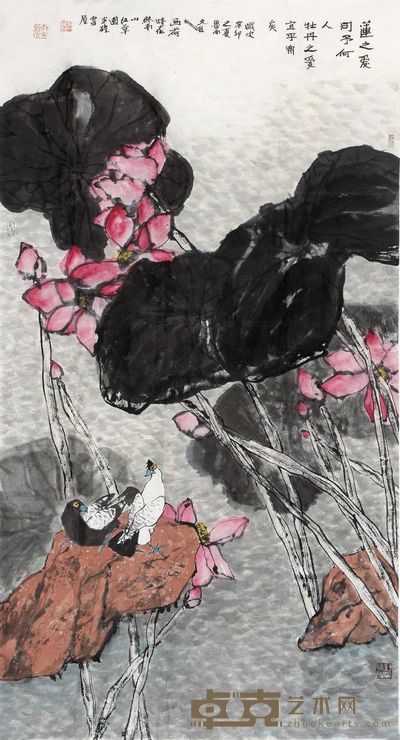 江文湛 爱莲说 镜心 177×95.5cm