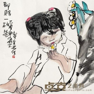 郭全忠 聊赠一枝花 镜片 68.5×68.5cm
