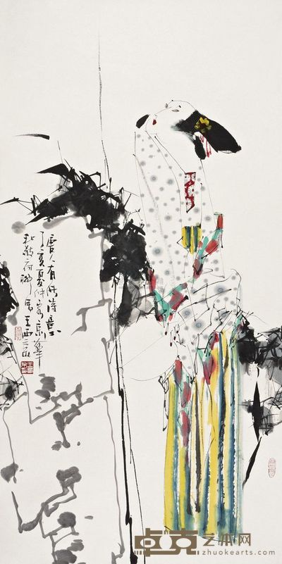 王西京 临风听暮蝉 镜片 136×67.5cm