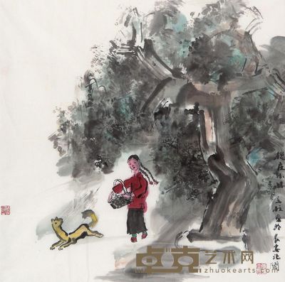 张立柱 槐庄小妹 镜框 66×66cm