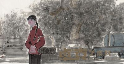 张立柱 青石碾 镜心 68.5×134.5cm