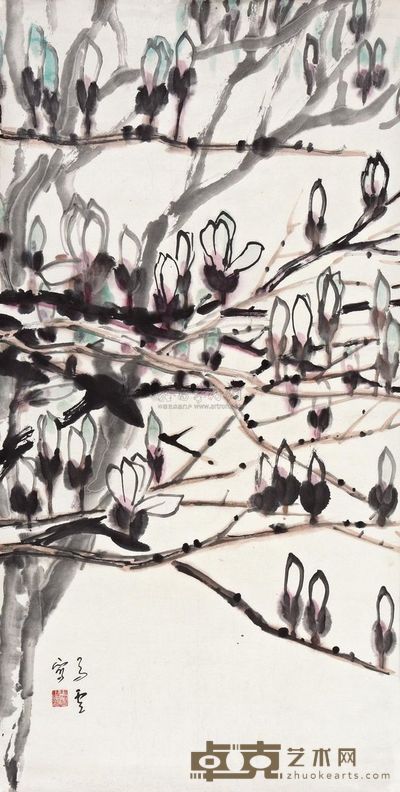 马云 玉兰 镜心 135.5×68.5cm