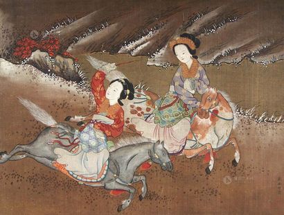 刘松年 骑马图 镜心