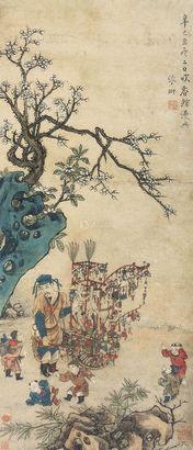 张翀 货郎图 立轴