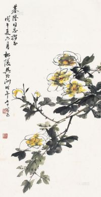 吴野洲 戊午（1978）年作 月季花开 立轴