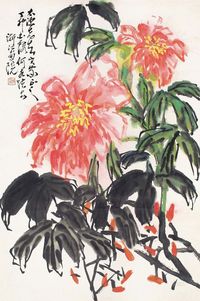 何水法 丁卯（1987）年作 芙蓉花开 立轴