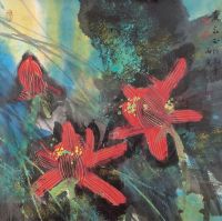 黄永玉 丙寅（1986）年作 红荷 镜框