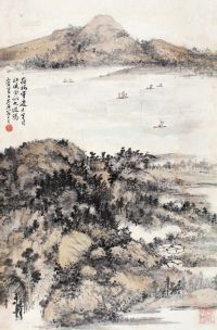 俞子才 丙寅（1986）年作 山水 立轴