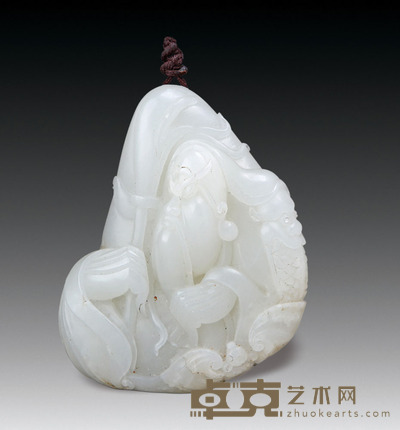 和田籽料青白玉关公把件 重：165g