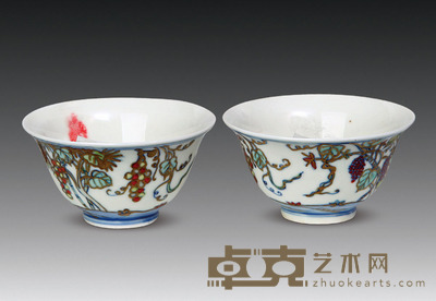 葡萄纹斗彩碗 深：12cm