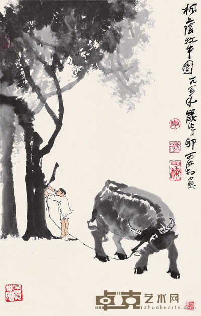 李可染-桐荫牧牛图 长:69cm 宽:44cm