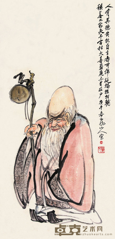 白龙山人寿星画像 长：180cm 宽：35cm