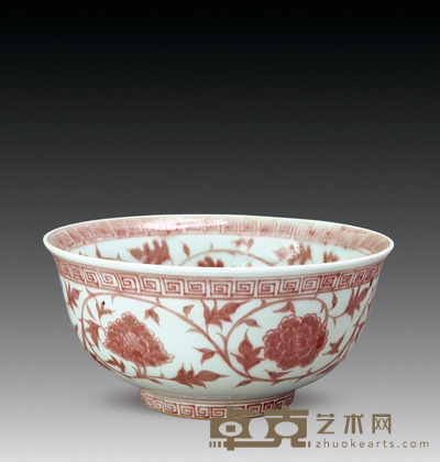 洪武釉里红缠枝牡丹纹碗 直径：20.8cm 高：10cm