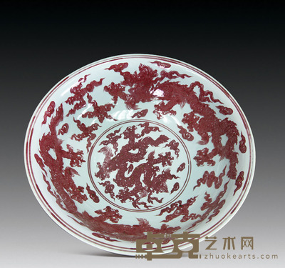 釉里红龙纹碗 高：38cm