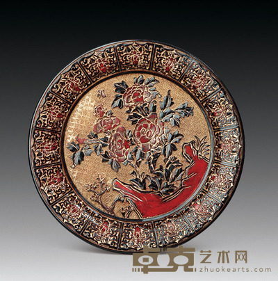 花卉纹漆器大盘 深：17.5cm
