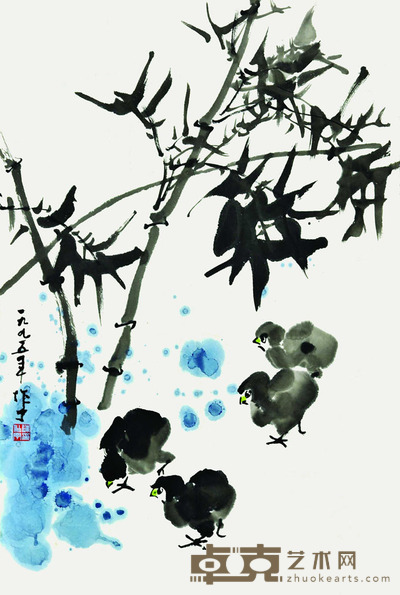 陈作丁 竹鸡图 69*46cm 约:2.86平尺