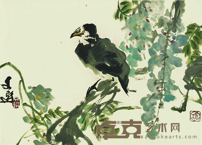 汤文选 紫藤小鸟 33*46cm 约:1.36平尺