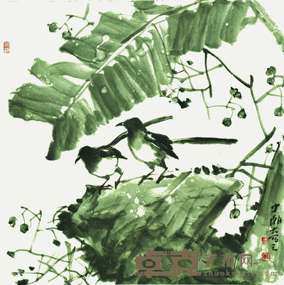 江中潮 蕉阴图 68*68cm 约:4.16平尺